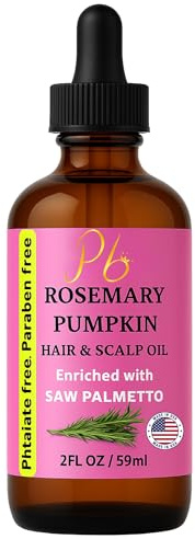 Pomberries Rosemary Oil for Hair Growth, Scalp & Fuller-Looking Hair | Blend with Pumpkin Seed, Saw Palmetto, Mint & Vitamin E | Rosemary & Mint Hair Oil | 2 fl oz