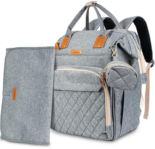 Wickeltasche Rucksack, Wickelrucksack Multifunktions Babytaschen Großer Kapazität Baby Wickeltascheund mobiler Wickelauflage Wasserdicht Stoffe, Aufbewahrungstasche Schnuller, 2 Kinderwagenhaken