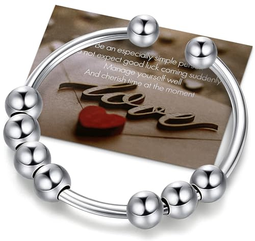 Anello antistress da donna, in argento 925, anello contro l’ansia, regolabile, Acciaio inossidabile