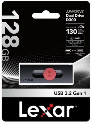 Lexar Dual-USB-Stick, Schwarz, 128 GB
