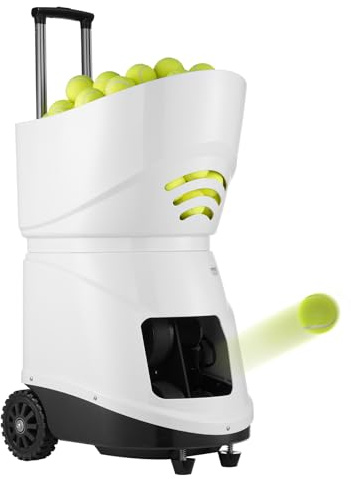 VEVOR Machine à balles de Tennis, 150 balles, Lanceur Automatique de balles de Tennis Portable, perceuses multimodes à 5 Moteurs, 2 Heures de Jeu, Batterie Rechargeable, télécommande Via Application