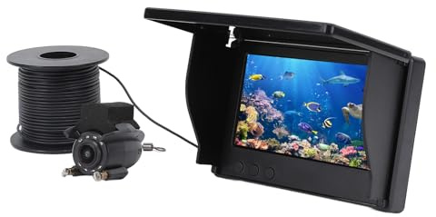 Cámara de Pesca Submarina, Cámara Portátil de Buscador de Peces HD 1080P con Pantalla de 4,3 Pulgadas, Gran Angular de 220°, Buscador de Peces Visible para Pesca en Kayak en