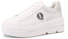 QUEEN HELENA Zapatillas de plataforma plataforma plataforma casual mujer X32-3, blanco y plateado., 38 EU