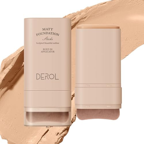 Base de maquillaje en stick con pincel EONFAVE, base crema mate 2 en 1, hidratante, impermeable y duradero, bastón de base ligera (02#, 20 g)