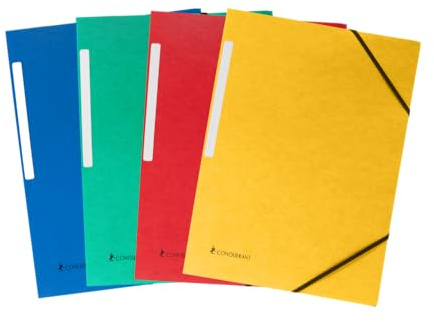 CONQUÉRANT Lot de 10 Chemise 3 Rabats A4 avec Elastique Couverture Carte Recyclée Assortis
