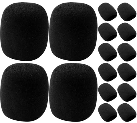 Cabilock 18 Protectores de Micrófono EVA Negros Funda Antiviento y Filtro Antipop para Micrófono Inalámbrico de Mano Pantalla Antiviento para Grabación Vocal Karaoke Dj y Actuaciones