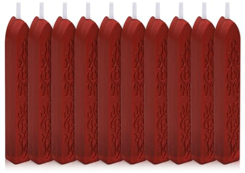 Merzio Sealing Wax Sticks, 10 Pcs Vintage Wax Seal Sticks for Wax Seal Stamp, Red Wax for Letter Sealing, Wedding Invitations, Envelopes, Gift Wrapping & Crafts