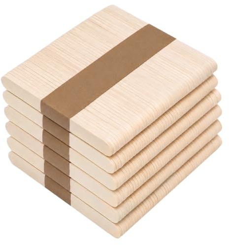 OWLKELA Palitos de Hielo de Madera, 300 Unidades, 93 mm | Palitos de Madera 300 Palos, Tallos y Espátula de 93 mm, para Artesanía, Bricolaje, Helados, Escuela