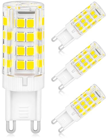 DAFNE Paquete de 4 bombillas LED G9, luz blanca cálida 4000k 600lm 7W equivalente a una lámpara halógena de 60W, bombilla G9 CA 220-240V sin parpadeo, para dormitorio, sala de estar, jardín, cocina
