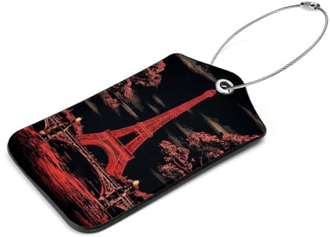 VAPOKF Red Tower - Set di etichette identificative per valigie, accessori da viaggio per bagagli registrati, bagagli a mano e borse