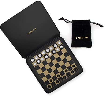 Iron & Glory Travel Chess Set | Travel Games For Adults | Board Games | Chess Set | Magnetic Game | Portable Mini Size | Classic Strategy Game for Family | Magnetic Board & Pieces | Pouch Included