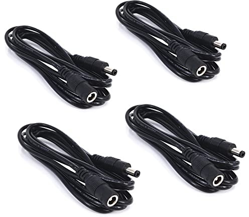 4pcs/pack2m/6.56ft Black 5.5mm x 2.5mm DC Plug Extension Cable DC Extension Cable Cord with Male to Female Connectors Power 12V Barrel Male Plug Connector