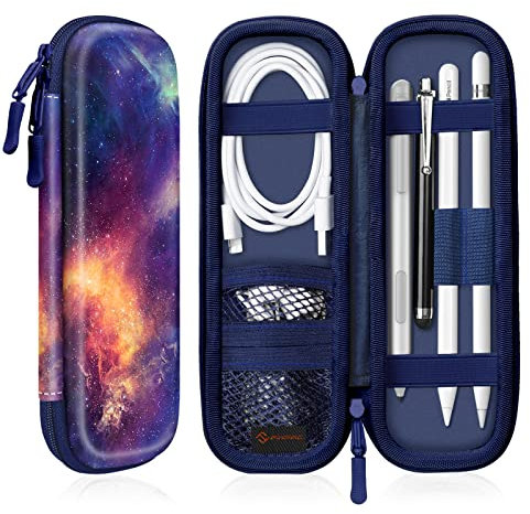Fintie Holder Case for Apple Pencil Pro & 1st/2nd Gen, PU Leather Carrying Bag Sleeve Compatible with Apple Pen, USB Cable, Samsung Stylus, Galaxy