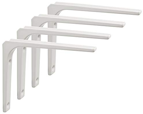 Sayayo Shelf Bracket Corner Brace Angle Bracket Shelf Support Wall Hanging 150mm*125mm, Metal Bright White Finished, 4 Pcs, EJR150W-4P
