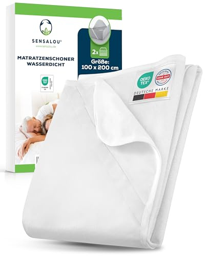 Sensalou Matratzenschoner wasserdicht 100 x 200 cm 2er Set – Inkontinenz Auflage für Pflegebett & Senioren - Höhe bis 30 cm – Allergiker Matratzenbezug Nässeschutz Bett-Laken, waschbar