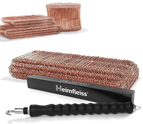 Heimfleiss® Drillapparat driller kopparpläterad röd tråd 1,0 x 100–160 mm (500 st.) – högkvalitativt set av trådband, trådtång och bindtråd, säckstängning – trådstängning öljetttråd borrtråd borrtråd