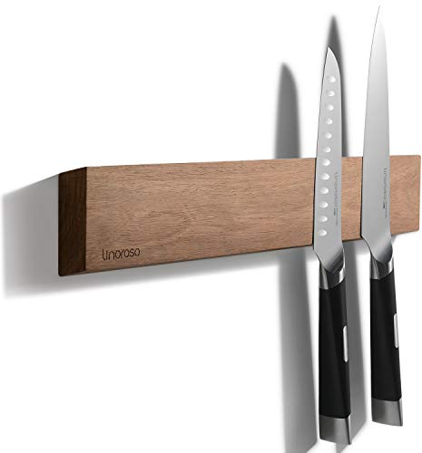 Linoroso 42 cm Magnetic Knife Rack - Powerful Acacia Wood Magnetic Knife Holder Knife Strip for Wall Kitchen Knives & Tools