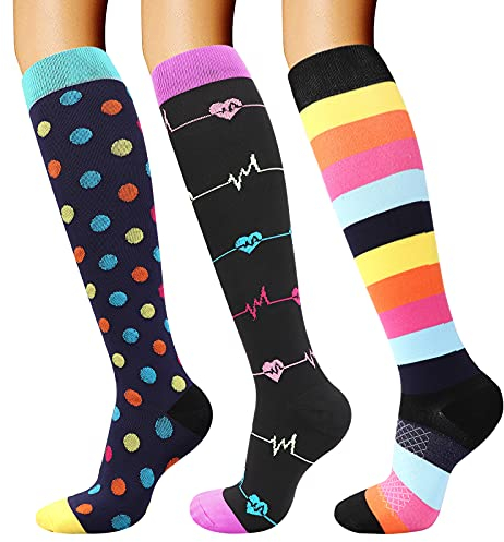 DRESHOW Calze a Compressione Graduata per Uomo E Donna Calze Elastiche Sportive per Atletica, Corsa, Viaggi Volo, Ciclismo