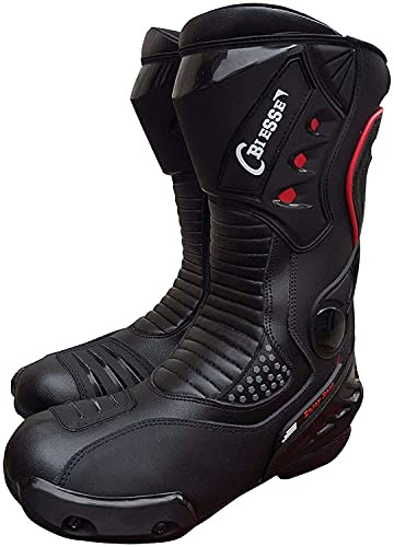 BI ESSE - Bottes de moto, modèle Sport Racing Piste, Cuir Professionnel Respirant (Noir et Rouge, Système Taille Chaussures EU, Adulte, Numérique, Moyen, 41)