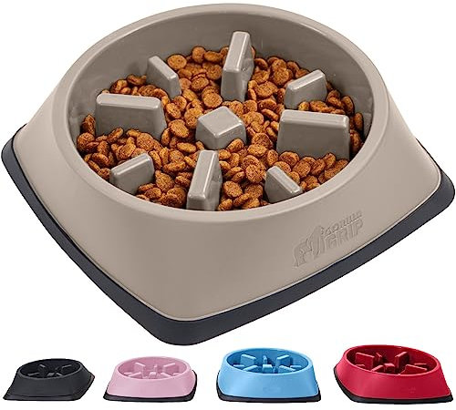 Gorilla Grip Slow Feeder Dog and Cat Bowls, Interactive Puzzle Toy for Dogs and Cats Food Training, Keeps Pets Busy and Prevents Puppy Overeating, Large, Small Breeds, 100% BPA Free, 4 Cup Beige
