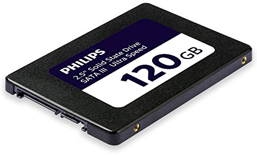 Philips Internal SSD 120GB 2.5 SATA III Ultra Up to 530MB/s Read 400MB/s Write for Desktop and Notebooks Black