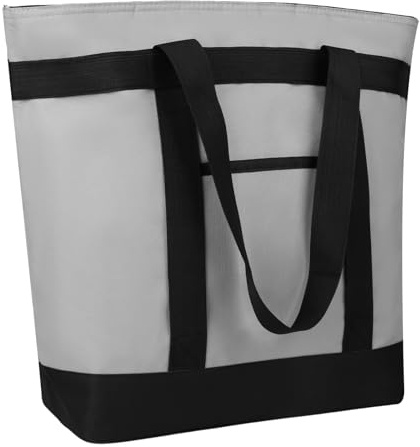 CIVJET Insulated Reusable Tote Bag for Grocery Shopping for Women/Men, Pizza/Food Delivery Bag to Keep Food Cold/Hot for Uber Eats/Doordash/Grubub, Cooler Bags for Travel/Beach/Picnic, Cooler Bag,Grey