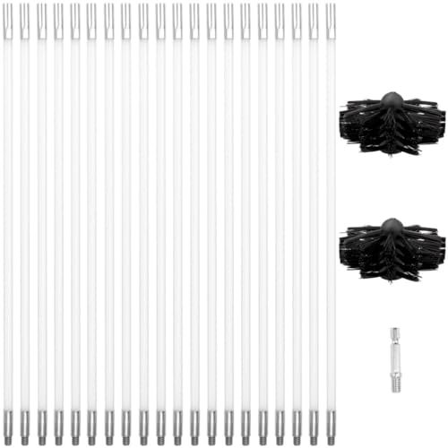 Kapmore 23-Piece Chimney Cleaning Brush Kit with Flexible Rods and Drill Connector for Vents, Fireplaces