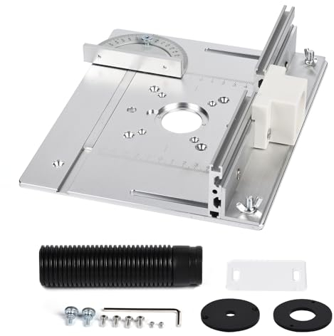 Frästisch Einlegeplatten, Aluminiumlegierung mit Klarer Skala, Frästisch Einlegeplatte für Oberfräsen, Router Table Insert Plate, Fräsplatte Gravur-Hilfswerkzeug mit Gehrungslehre