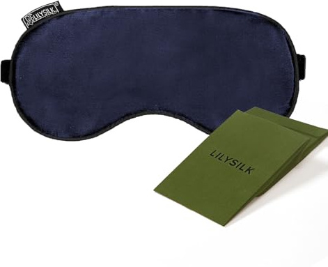 LILYSILK 100% pura seta maschera per dormire benda per gli occhi in seta naturale piena di copertura degli occhi morbida delicata sulla pelle con cinturino regolabile per donne e uomini, blu scuro
