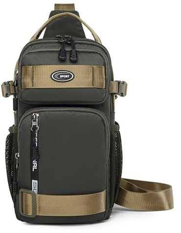FANDARE Tactical EDC Sling Bag Crossbody Backpack Military Sport Bag Pack Chest Shoulder Bag for Men One Strap Motorcycle for Camping Hiking Cycling Outdoors Travel Waterproof Satchel Bag Army Green
