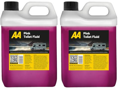 AA Toilet Cleaner Pink Flush for Caravans and Motorhomes, 2 x 2.5 Litre, Formaldehyde Free, Pink Fluid