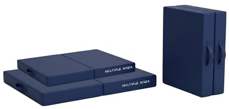 Bi Fold Crash Mat, Two Fold Gym Mat for Landing, Tumbling, Yoga Crashing Falling [200cm x 75cm, Navy Blue]