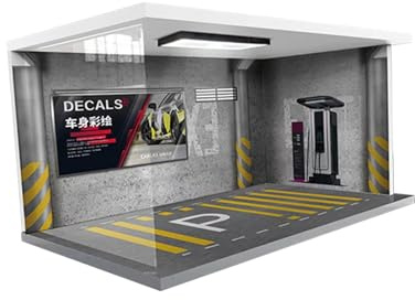 Sharplace Vitrina de Garaje a Escala 1/18 de Exhibición para Objetos Coleccionables Con Luces, para Vehículos de 40 Cm X 24 Cm X 20 C, Gris