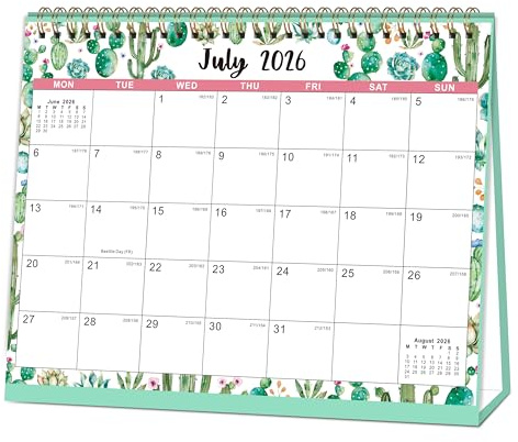 Indeme Desk Calendar 2026-2027 UK, 18 Months from July 2026 to December 2027 Academic Year for Students, Teachers, and Professionals,Thick Stand,Memo-6 Floral Patterns 25.2 x 24.3 x 1.5