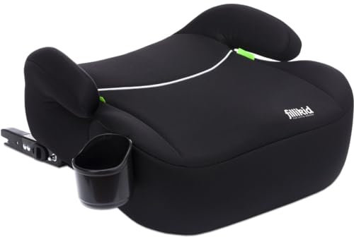 Fillikid Sitzerhöhung i-Size Norm mit ISOFIX Befestigungssystem Kinder Auto Sitz Gruppe 3 125 – 150 cm Körpergröße ECE R129 (I-Size Black)