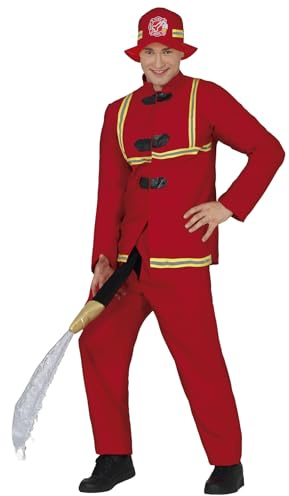 FIESTAS GUIRCA | Costume da Pompiere con Tubo (52-54/L) - Cintura, Cappello e Pantaloni - Costumi da Pompiere per Addii al Celibato, Halloween, Carnevale e Feste in Maschera - Uomo Adulto - Rosso
