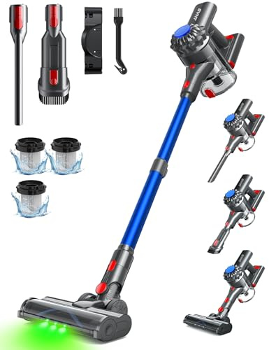 SVHT Cordless Vacuum Cleaner, 450W 40KPA Vacuum Cleaners for Home, 45Mins Lightweight Stick Vacuum with Advanced Green Light Tech, Rechargeable Battery Vacuum for Carpet,Pet Hair,Hardwood Floor