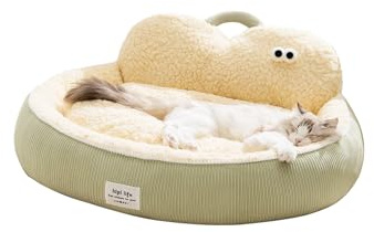 Galatée Cuscino Rotondo a Forma Di Ciambella Per Gatti, Cuccia Per Cani Di Lusso Lavabile, Divano Soffice Per Cani, Nido Per Animali Domestici Con Fondo Antiscivolo(M, Verde)