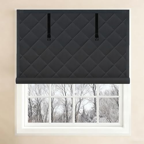Fenster Isolierfolie Kälteschutz, thermovorhang Wärmeschutzvorhang gegen kälte, kälteschutzfolie thermo cover fenster Winter, verstellbar Fensterabdeckung wärmedämmung(Schwarz,20x20in/50x50cm)
