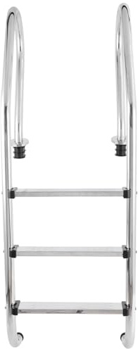 XGOUGUAAU 3 - Scala per Piscina a Passi, gradini in Acciaio Inossidabile con Pedali Antiscivolo, Scala in Acciaio 304 Anti-corrosione per Piscine interrate, Inclusi corrimano e Accessori di