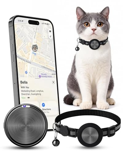 Cat Tracker Collar for iPhone, GPS Cat Tracker Alternative, Works with Apple Find My, No Monthly Fee, Pet Tracker for Cats