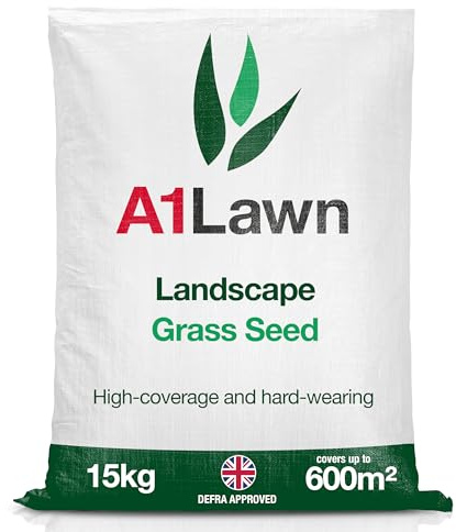 A1 Lawn, Landscape Grass Seed - High Coverage & Fast Growing, Hard-Wearing, Child & Pet Friendly, DEFRA Approved, 15kg