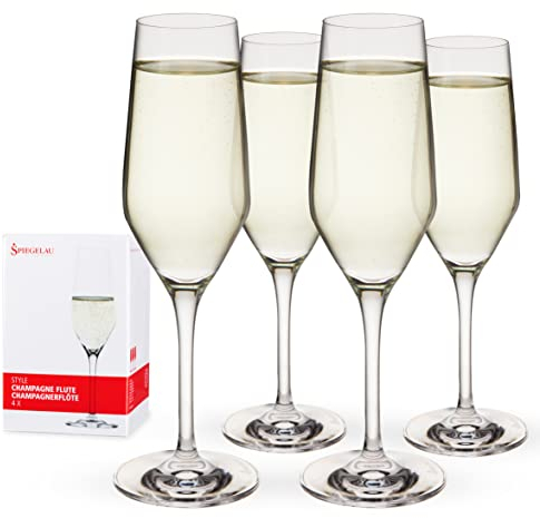 Spiegelau Style Champagner Weingläser Set mit 4 Stück - Europäisch hergestellt Kristall, klassischer Stiel, spülmaschinenfest, Profi Qualität Weinglas Geschenkset - 240 ml