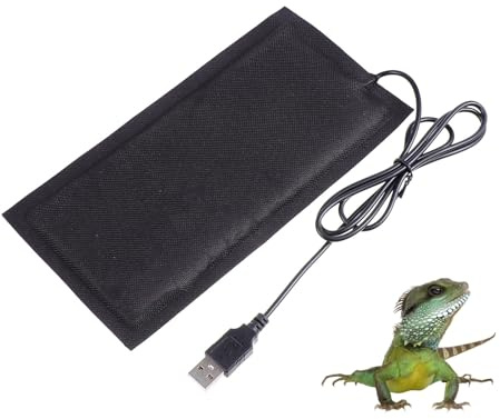Balacoo USB Reptile Heating Pad, Under Tank Heater for Snake, Lizard, Turtle, Terrarium Heat Mat for Reptile, Consistent Temperature Control (Black, 7.9 x 3.9 in)