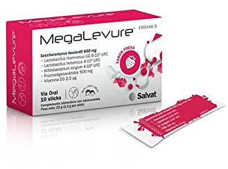 Megalevure Caja con 10 Sticks Polvo Sabor Fresa