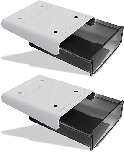 Under skrivbord låda organisatör, 2-pack självhäftande fästbara. Under skrivbord förvaringslåda, dold skrivbordslåda utskjutning, klistra på lådan under monterad för kontor hem garderob brevpapper