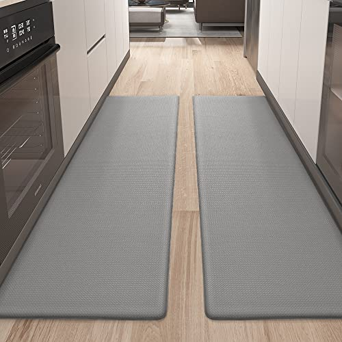 Color G Küchenläufer 2 Stück, küchenteppich waschbar rutschfest, Teppich küche mit Ölfest und Wasserdicht, Gummirücken Küchenmatte für Esszimmer, Küche, läufer Flur(44x150CM + 44x150CM, Grau)