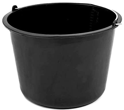 Seau à mortier - 5 l - Pour chantier de construction - 24 cm - Noir