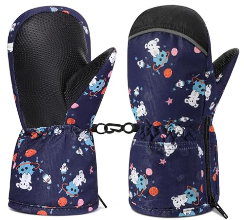 MoKo Handschuhe Kinder, Winterhandschuhe Kinder & Fäustlinge Kinder - Winddicht und Wasserdicht, Skihandschuhe Kinder für Outdoor Sports Snowboard für Jungen Mädchen von 2-3 Jahren, Blau