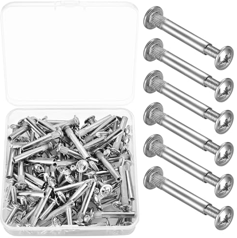 Tornillos para muebles M4 x 31-40 mm, 100 unidades/50 juegos de tornillos de conexión con tornillos de manguito, niquelados para muebles, union muebles, para conectar muebles y armarios